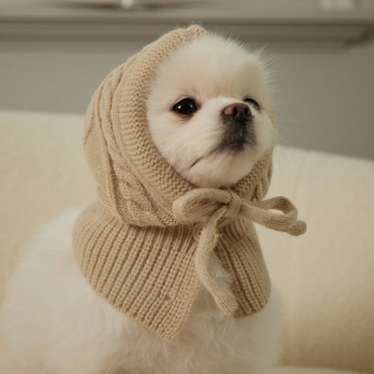 ✈️【梨花娘】韓國BAILEY❄️北歐暖嶼親密主人同款針織鈕釦寵物連帽圍脖(4色)