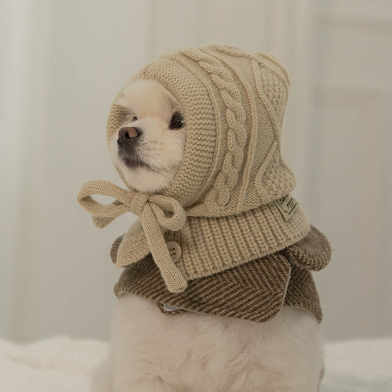 ✈️【梨花娘】韓國BAILEY❄️北歐暖嶼親密主人同款針織鈕釦寵物連帽圍脖(4色)