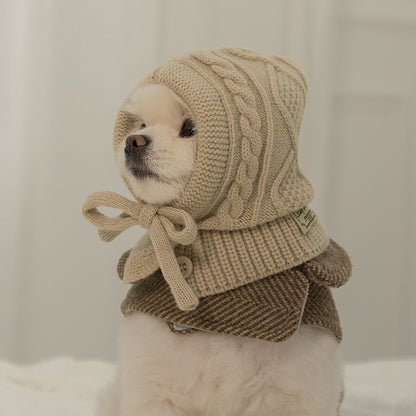 ✈️【梨花娘】韓國BAILEY❄️北歐暖嶼親密主人同款針織鈕釦寵物連帽圍脖(4色)