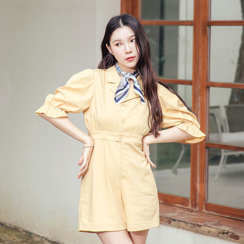 💖新品上架【梨花瑪雅】自訂款韓國設計高級感氣質空姐公主袖舒適親膚連身褲