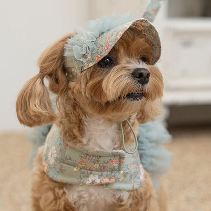 韓國新品上架【梨花娘】🐾BAILEY 🐶秋冬新品 溫柔蕾絲荷葉邊花朵復古可愛寵物服飾(2色)