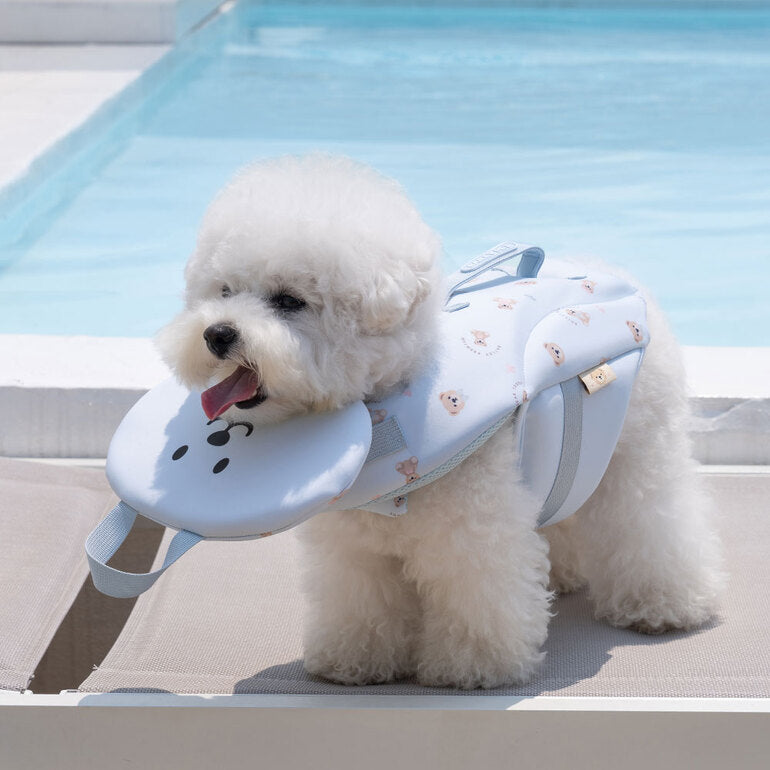 韓國新品上架【梨花娘】🐾BAILEY 🐶夏日馬卡龍色系高浮力清涼透氣寵物漂浮泳衣(3色)