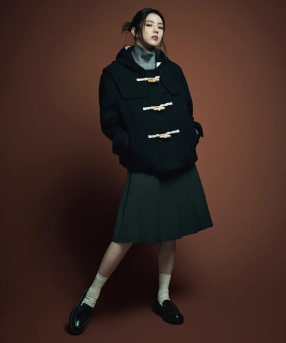 🆕新品上架💖【梨花娘】 韓國品牌무신사 韓韶禧代言熱賣款🔥經典羊毛牛角釦連帽外套(3色)🏆韓國連線