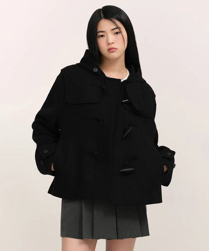 🆕新品上架💖【梨花娘】 韓國品牌무신사 韓韶禧代言熱賣款🔥經典羊毛牛角釦連帽外套(3色)🏆韓國連線