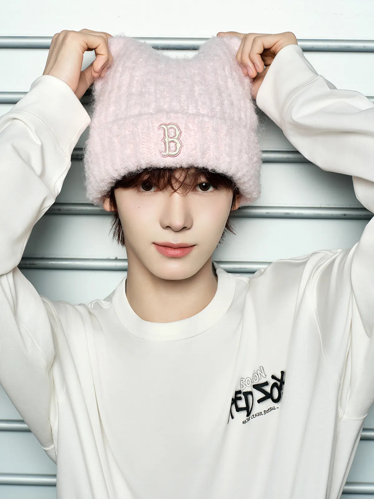 🔥新品上架 【梨花娘】💖韓國爆紅大缺貨!!MLB正版限量柔軟洋基貓耳保暖毛線帽(5色)韓國連線