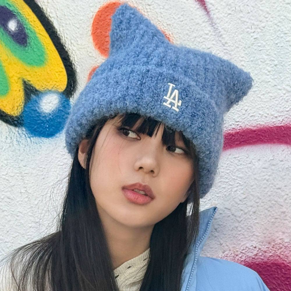 🔥新品上架 【梨花娘】💖韓國爆紅大缺貨!!正版限量柔軟洋基貓耳保暖毛線帽(5色)預購