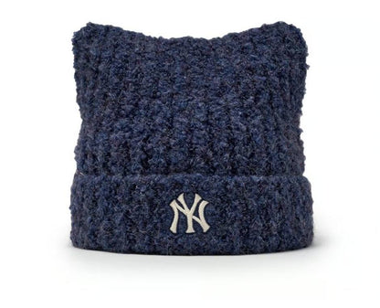 🔥新品上架 【梨花娘】💖韓國爆紅大缺貨!!正版限量柔軟洋基貓耳保暖毛線帽(5色)預購