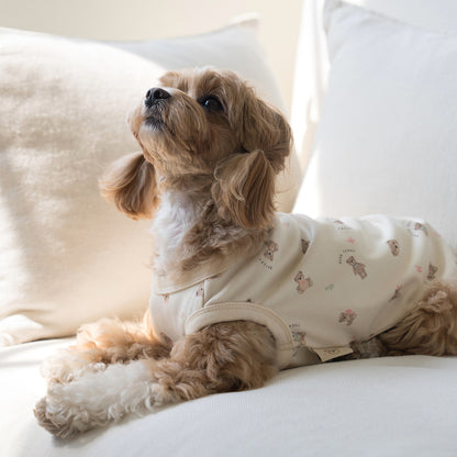 韓國新品上架【梨花娘】🐾BAILEY 🐶秋冬新品 萌系滿版小熊舒適細菌掰掰無袖寵物衣(3色)