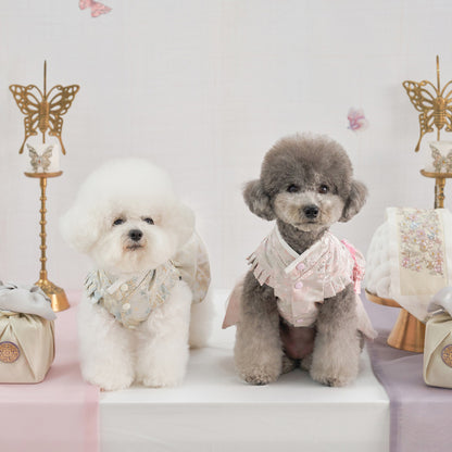 韓國新品上架【梨花娘】🐾BAILEY 🐶秋冬新品 新年編織結掛香包寶貝寵物韓服(2色)