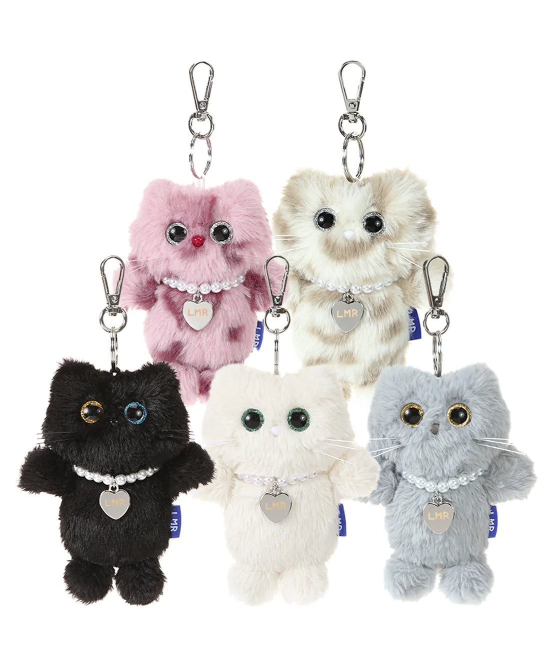 新品上架【梨花娘】💕韓國品牌LMR미니 샹뇽이貓咪珍珠愛心掛牌吊飾萌翻鑰匙圈(5色)