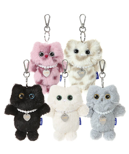 新品上架【梨花娘】💕韓國品牌LMR미니 샹뇽이貓咪珍珠愛心掛牌吊飾萌翻鑰匙圈(5色)