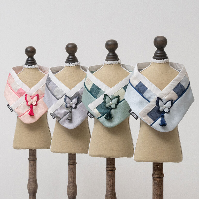 韓國新品上架【梨花娘】🐾BAILEY 🐶秋冬新品 韓國皇室蝴蝶流蘇精緻韓服領巾(4色)