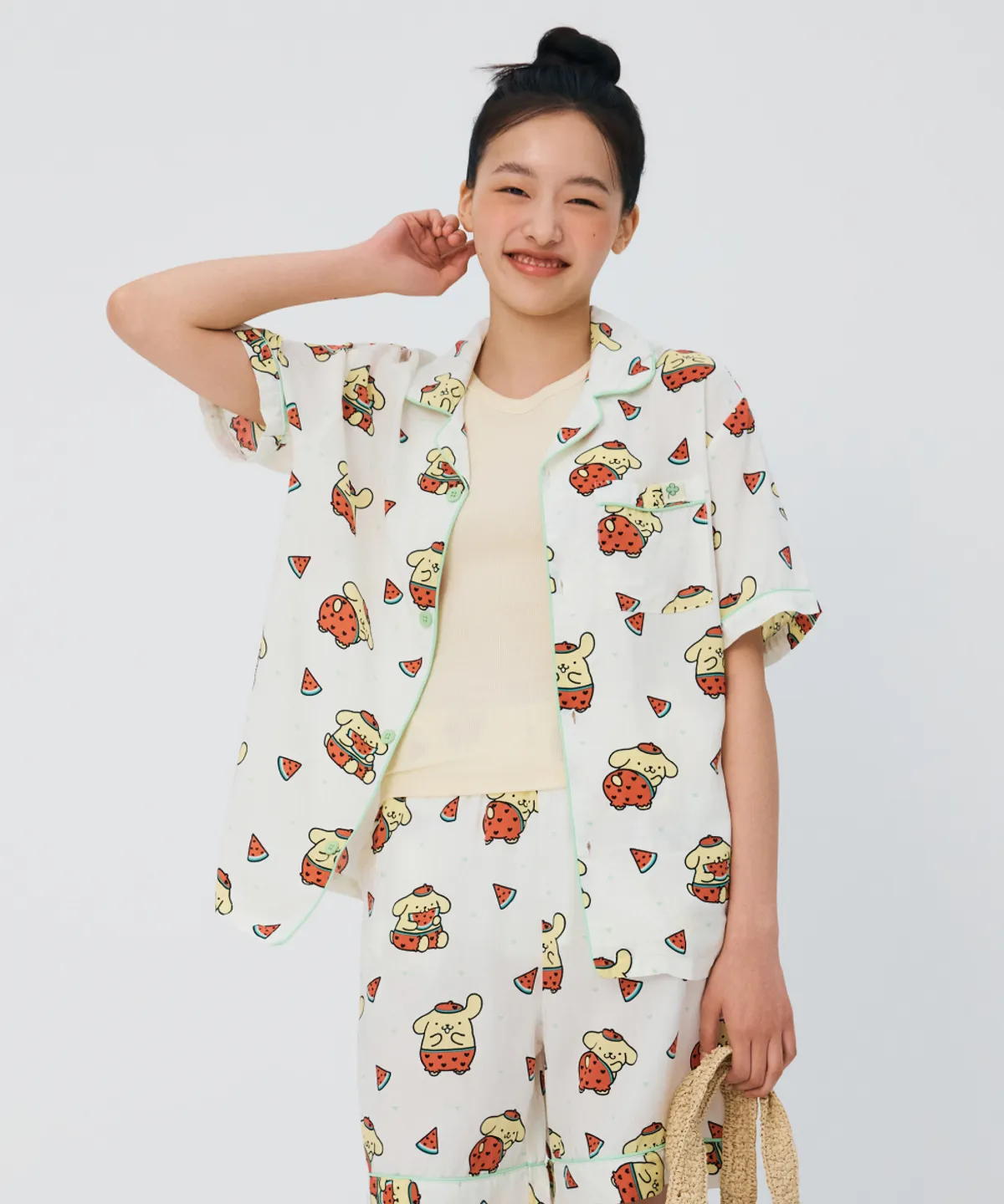💜新品上架【梨花娘】韓國品牌暢銷TOP.1 SPAO × 三麗鷗角色聯名款夏日情侶款短袖居家服/睡衣套裝(7色)