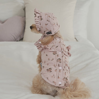 韓國新品上架【梨花娘】🐾BAILEY 🐶秋冬新品 可愛親膚法式花園浪漫小碎花寵物帽(2色)