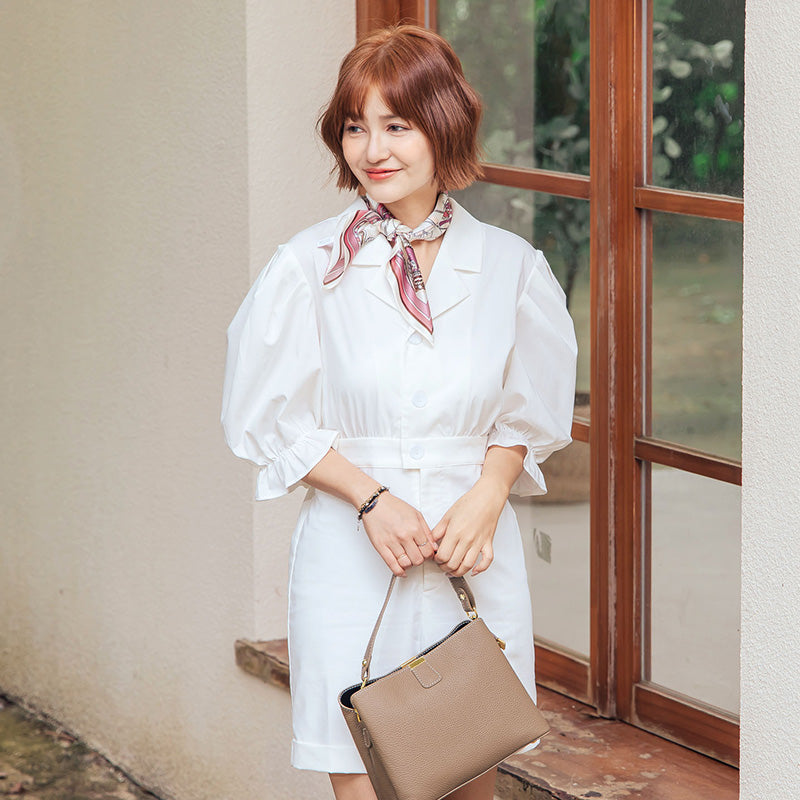 💖新品上架【梨花瑪雅】自訂款韓國設計高級感氣質空姐公主袖舒適親膚連身褲