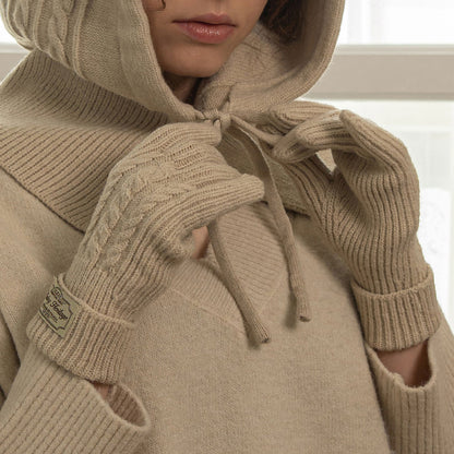 ✈️【梨花娘】韓國BAILEY❄️北歐暖嶼連帽圍脖針織親膚保暖手套親密寵物同款(2色)