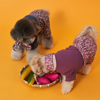 韓國新品上架【梨花娘】🐾BAILEY 🐶秋冬新品 復古花朵圖保暖舒適圍脖針織寵物毛衣(2色)