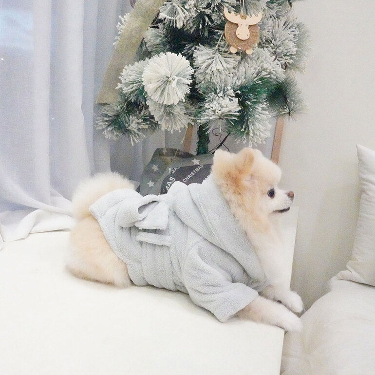 韓國新品上架【梨花娘】🐾BAILEY 🐶秋冬新品 貓犬寵物專用吸水力強前釦連帽浴袍(3色)