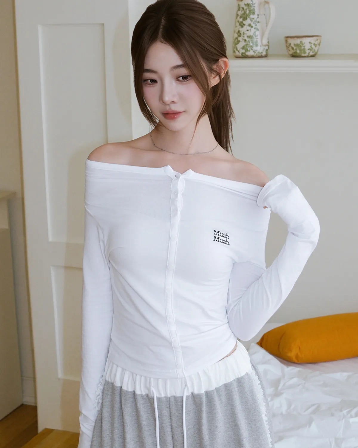 🆕新品上架【梨花娘】💗 韓國 MUAH MUAH 輕柔莫代爾貼身長袖上衣 (3色)