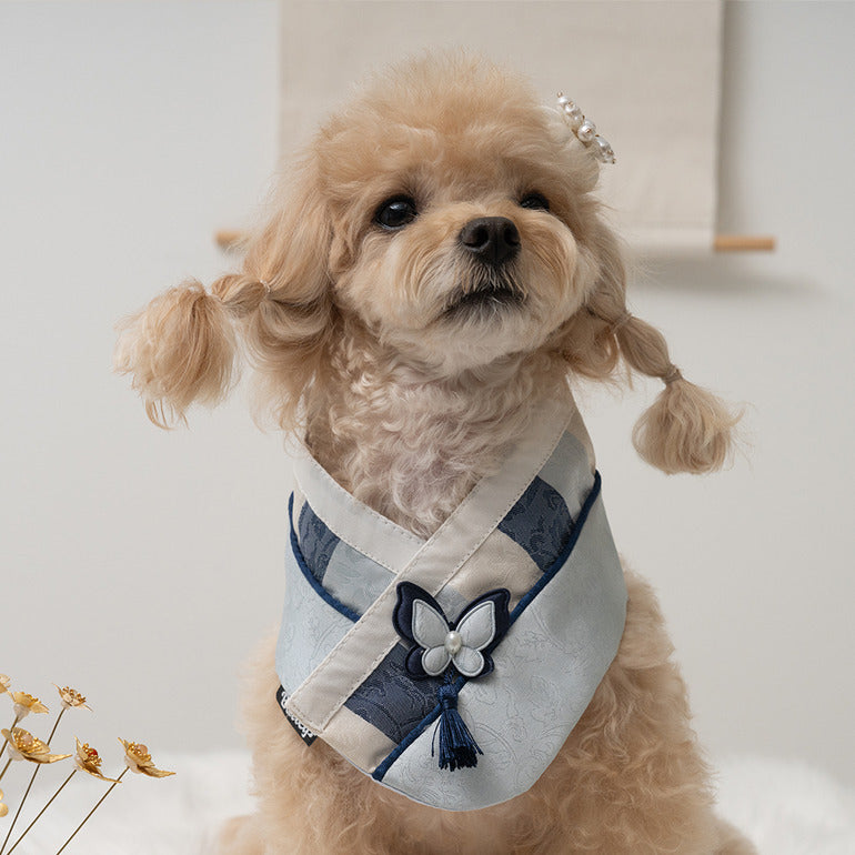 韓國新品上架【梨花娘】🐾BAILEY 🐶秋冬新品 韓國皇室蝴蝶流蘇精緻韓服領巾(4色)
