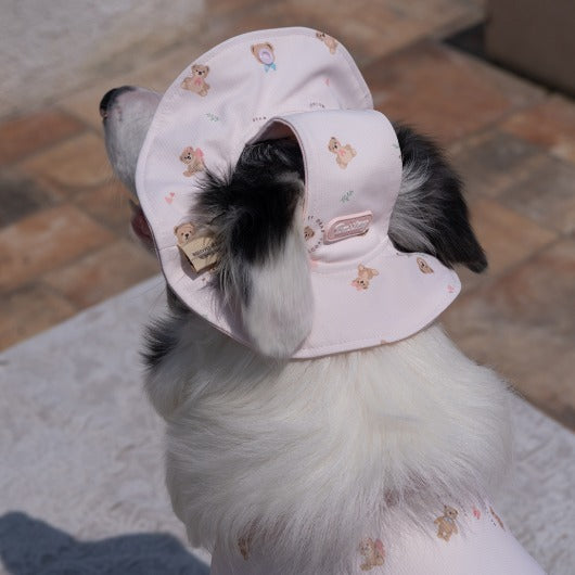韓國新品上架【梨花娘】🐾BAILEY 🐶秋冬新品 可愛造型遮陽透氣滿版小熊可調節寵物帽(3色)