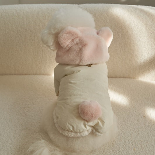 新品上架【梨花娘】🐾BAILEY 🐶秋冬新品 小熊連帽毛球防潑水鋪棉寵物外套(2色) 寵愛禮物