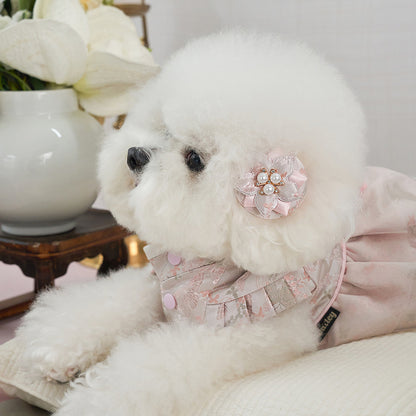 韓國新品上架【梨花娘】🐾BAILEY 🐶甜美韓服公主花漾珍珠寵物髮夾(2色)