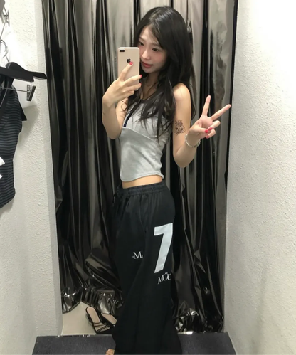 🆕新品上架💖【梨花娘】韓國品牌 Muscent 顯瘦親膚撞色鈕釦短版羅紋刺繡LOGO背心(6色)