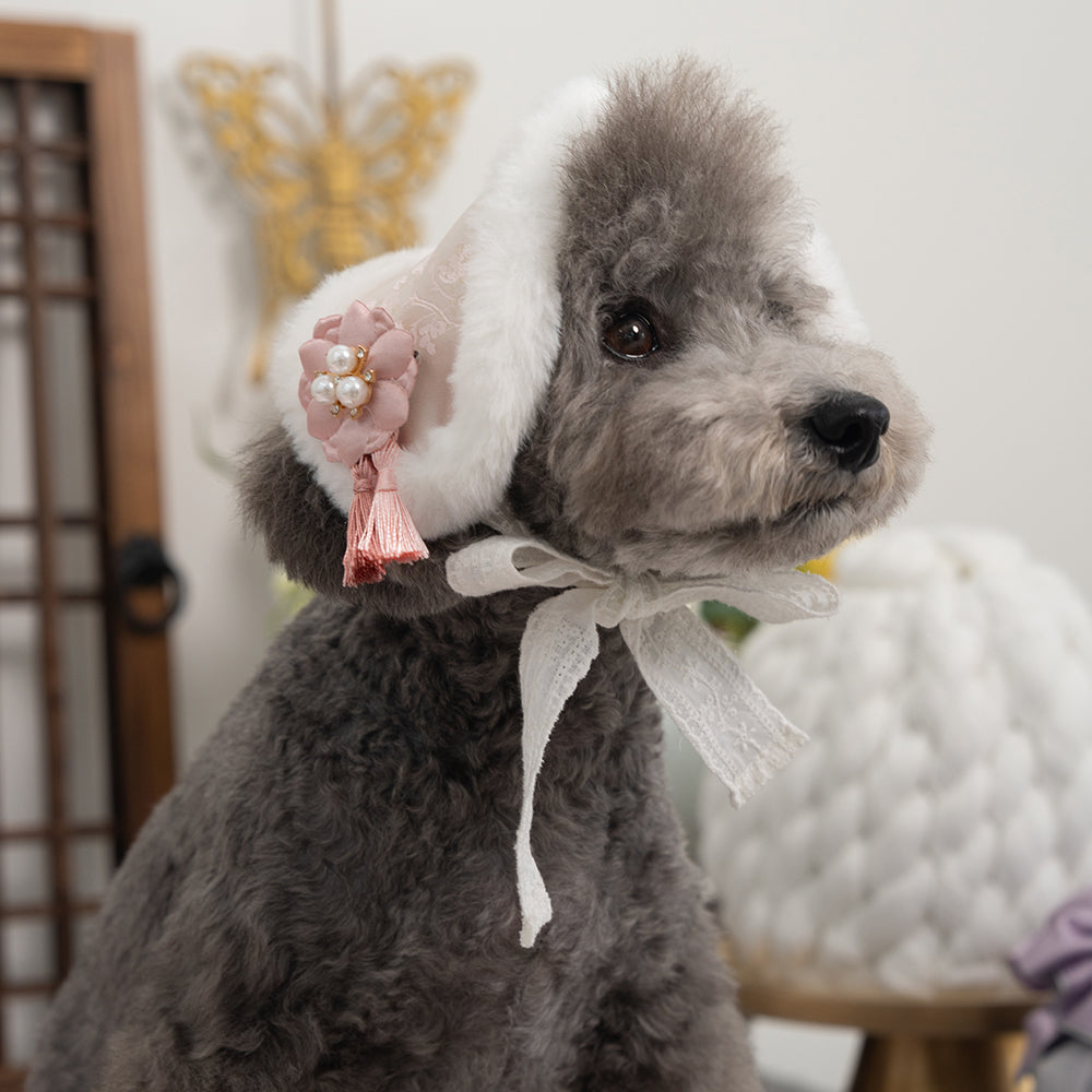 【梨花娘】🐾BAILEY 🐶韓國雪花保暖鋪棉寵物宮廷刺繡棉背心(可另購耳罩(3色))