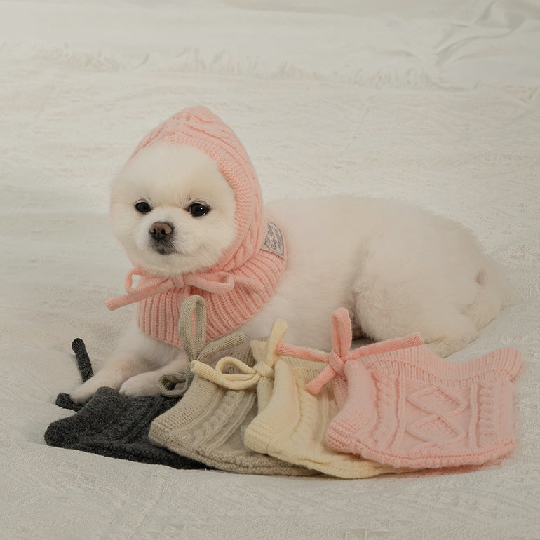 ✈️【梨花娘】韓國BAILEY❄️北歐暖嶼親密主人同款針織鈕釦寵物連帽圍脖(4色)