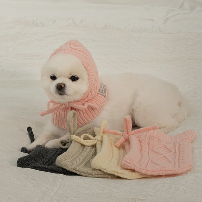 ✈️【梨花娘】韓國BAILEY❄️北歐暖嶼親密主人同款針織鈕釦寵物連帽圍脖(4色)