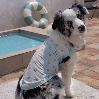 韓國BAILEY💖【梨花娘】夏日必備遠離菌菌輕薄快乾透氣水陸兩用滿版小熊寵物衣(帽子可另購3色)