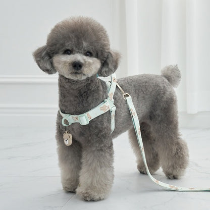韓國新品上架【梨花娘】🐾BAILEY 🐶秋冬新品 馬卡龍柔軟色系小熊圖案寵物牽繩(3色)