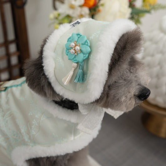 【梨花娘】🐾BAILEY 🐶韓國雪花保暖鋪棉寵物宮廷刺繡棉背心(可另購耳罩(3色))