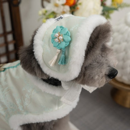 【梨花娘】🐾BAILEY 🐶韓國雪花保暖鋪棉寵物宮廷刺繡棉背心(可另購耳罩(3色))