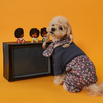 韓國新品上架【梨花娘】🐾BAILEY 🐶秋冬新品 復古花朵圖保暖舒適圍脖針織寵物毛衣(2色)