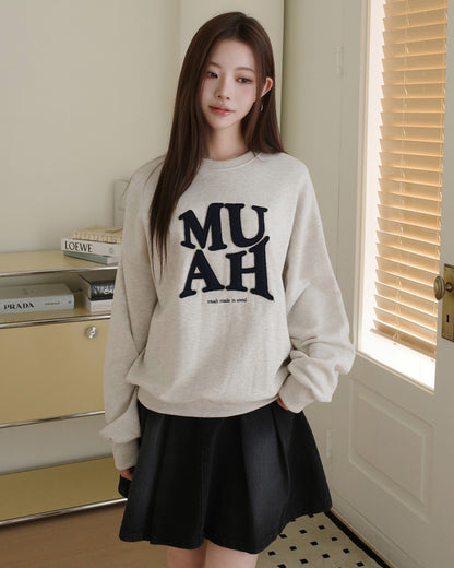 💖韓國暢銷品牌MUAHMUAH 🆕新品上架 貼布立體MUAH寬鬆休閒T恤(2色)