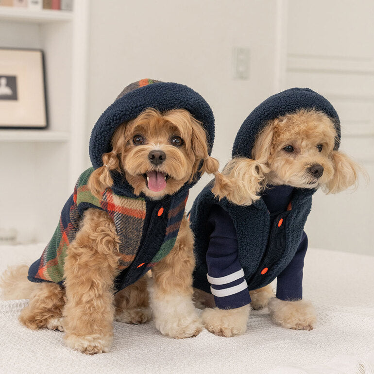 韓國新品上架【梨花娘】🐾BAILEY 🐶秋冬新品 雙面穿搭刺繡logo連帽寵物保暖外套