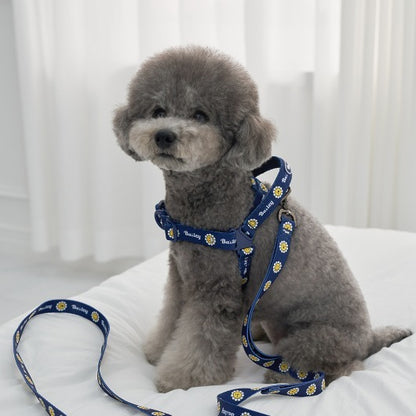 韓國新品上架【梨花娘】🐾BAILEY 🐶秋冬新品 飽合亮色花朵微笑寵物牽繩(4色)