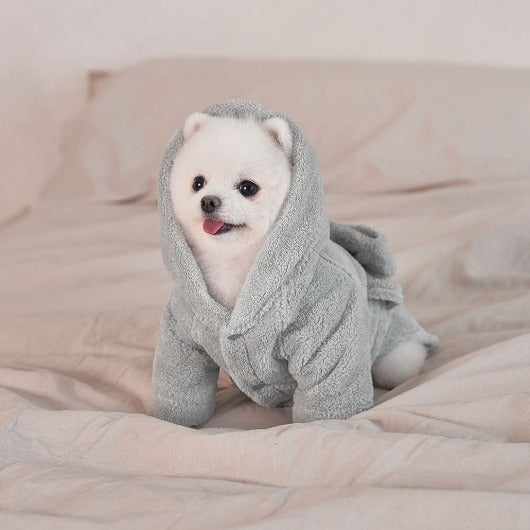 韓國新品上架【梨花娘】🐾BAILEY 🐶秋冬新品 貓犬寵物專用吸水力強前釦連帽浴袍(2色)