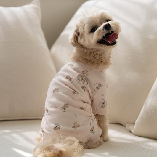 韓國新品上架【梨花娘】🐾BAILEY 🐶秋冬新品 滿版小熊圖案舒適寵物連身衣(3色)