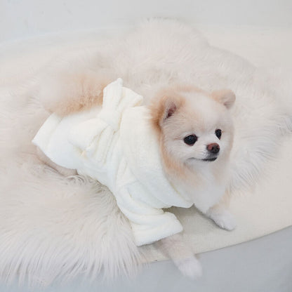 韓國新品上架【梨花娘】🐾BAILEY 🐶秋冬新品 貓犬寵物專用吸水力強前釦連帽浴袍(3色)