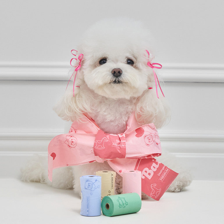 韓國新品上架【梨花娘】🐾BAILEY 🐶小泰迪熱氣球圖案．環保防漏拾便袋 (四款)