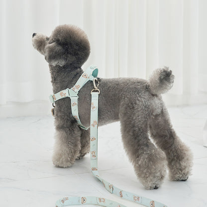 韓國新品上架【梨花娘】🐾BAILEY 🐶秋冬新品 馬卡龍柔軟色系小熊圖案寵物牽繩(3色)