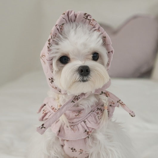韓國新品上架【梨花娘】🐾BAILEY 🐶秋冬新品 可愛親膚法式花園浪漫小碎花寵物帽(2色)