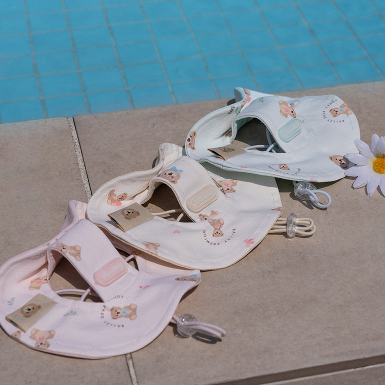 韓國新品上架【梨花娘】🐾BAILEY 🐶秋冬新品 可愛造型遮陽透氣滿版小熊可調節寵物帽(3色)