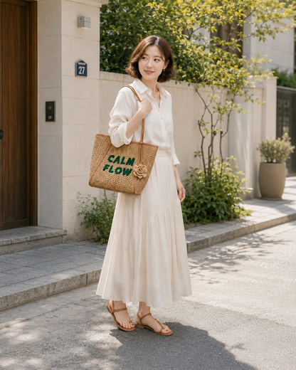 🆕新品上架【梨花娘】韓國品牌Samantha Thavasa 💕春日花朵掛飾 × 法式輕奢拉菲草編織包