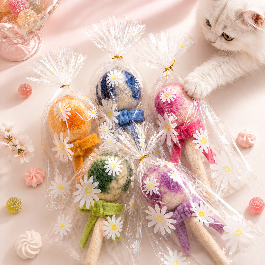 💝新品上架【梨花娘總代理】｜ LIHUA MAYA 獨家設計貓咪專屬精品高級貓薄荷+木天蓼雙薄荷棒棒糖｜純羊毛手工玩具・SGS多項安全檢驗