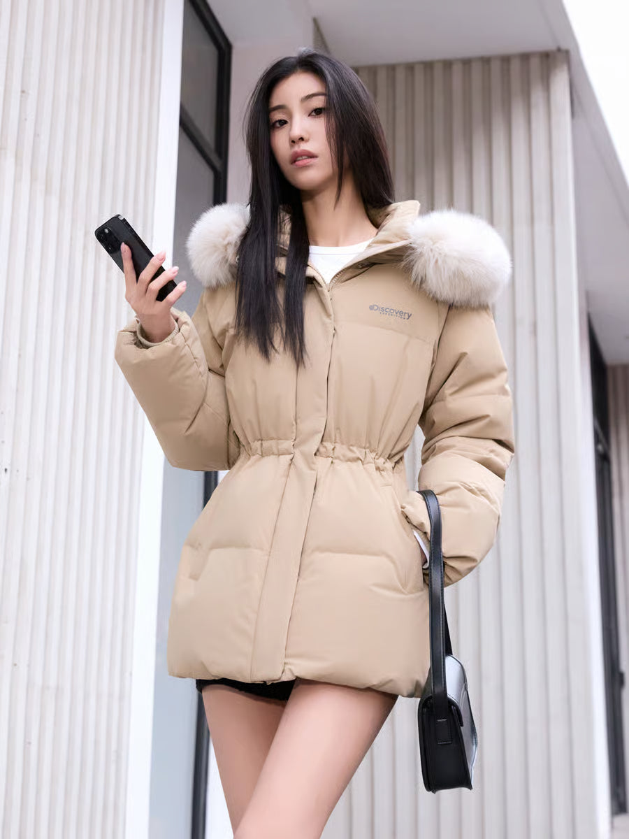 🆕新品上架💖【梨花娘】 韓國品牌Discovery 鵝絨狐狸毛領中長版外套 Kelly(4色)🏆韓國連線