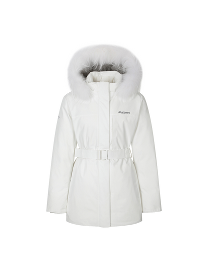 🆕新品上架💖【梨花娘】 韓國 品牌Discovery 高允真代言Milford Vertex狐狸毛繫帶中長款保暖鵝絨外套(2色)🏆